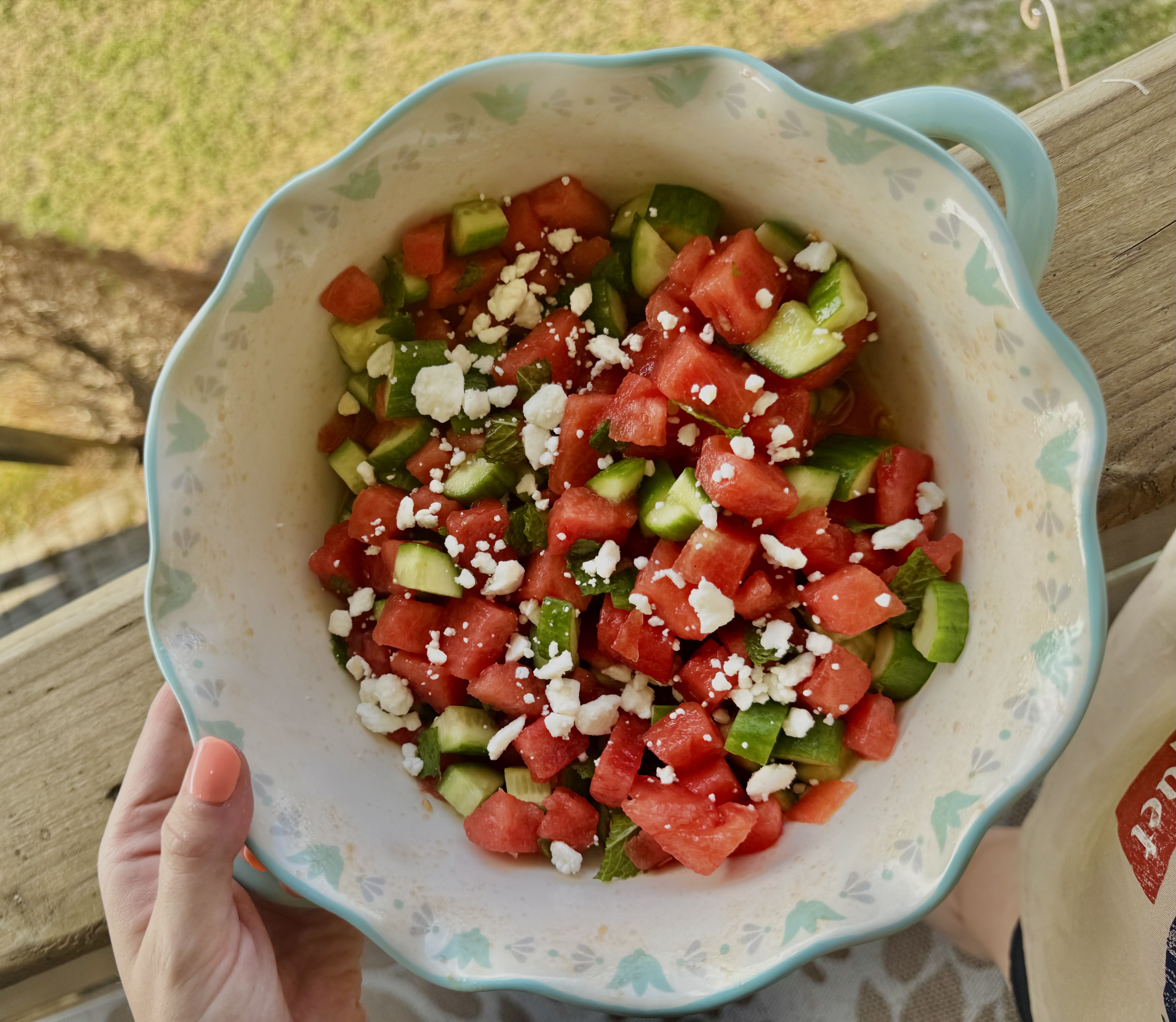 Bright & Refreshing Watermelon Cucumber Salad with Basil Olive Oil & Lemongrass Mint Balsamic